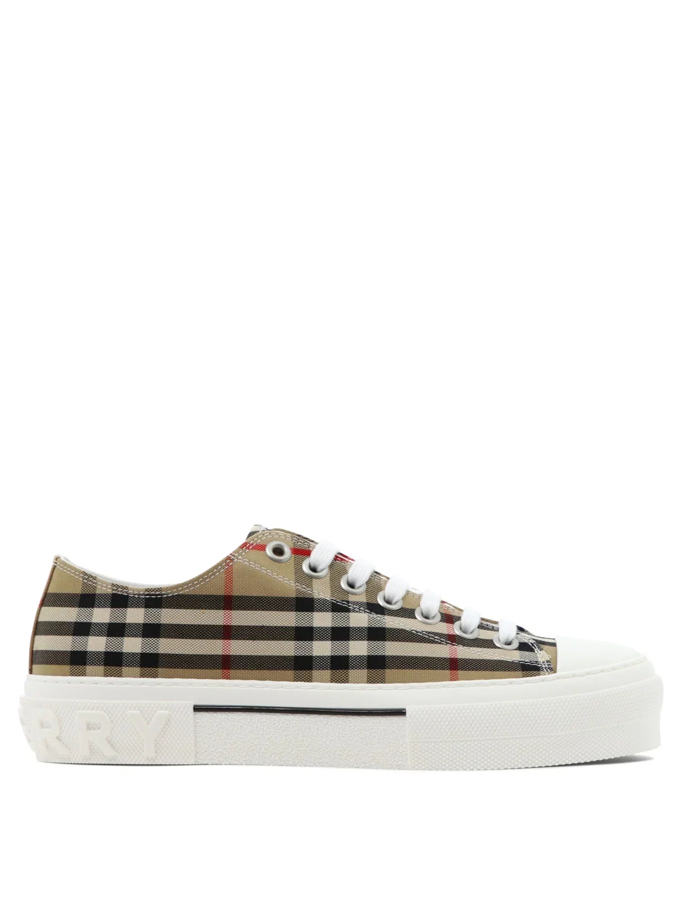 BURBERRY Beige Rangleton Check Low Sneakers