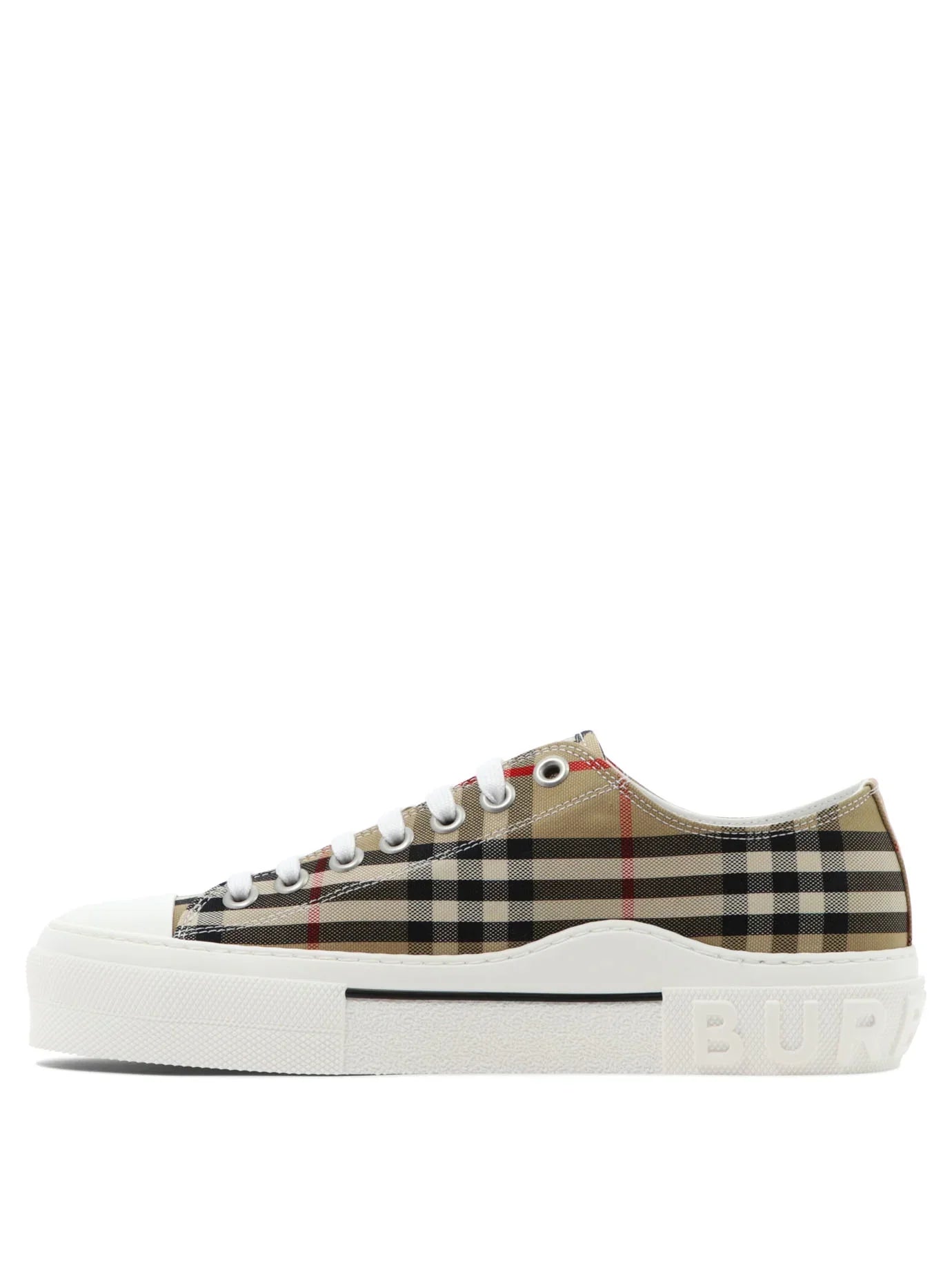 BURBERRY Beige Rangleton Check Low Sneakers