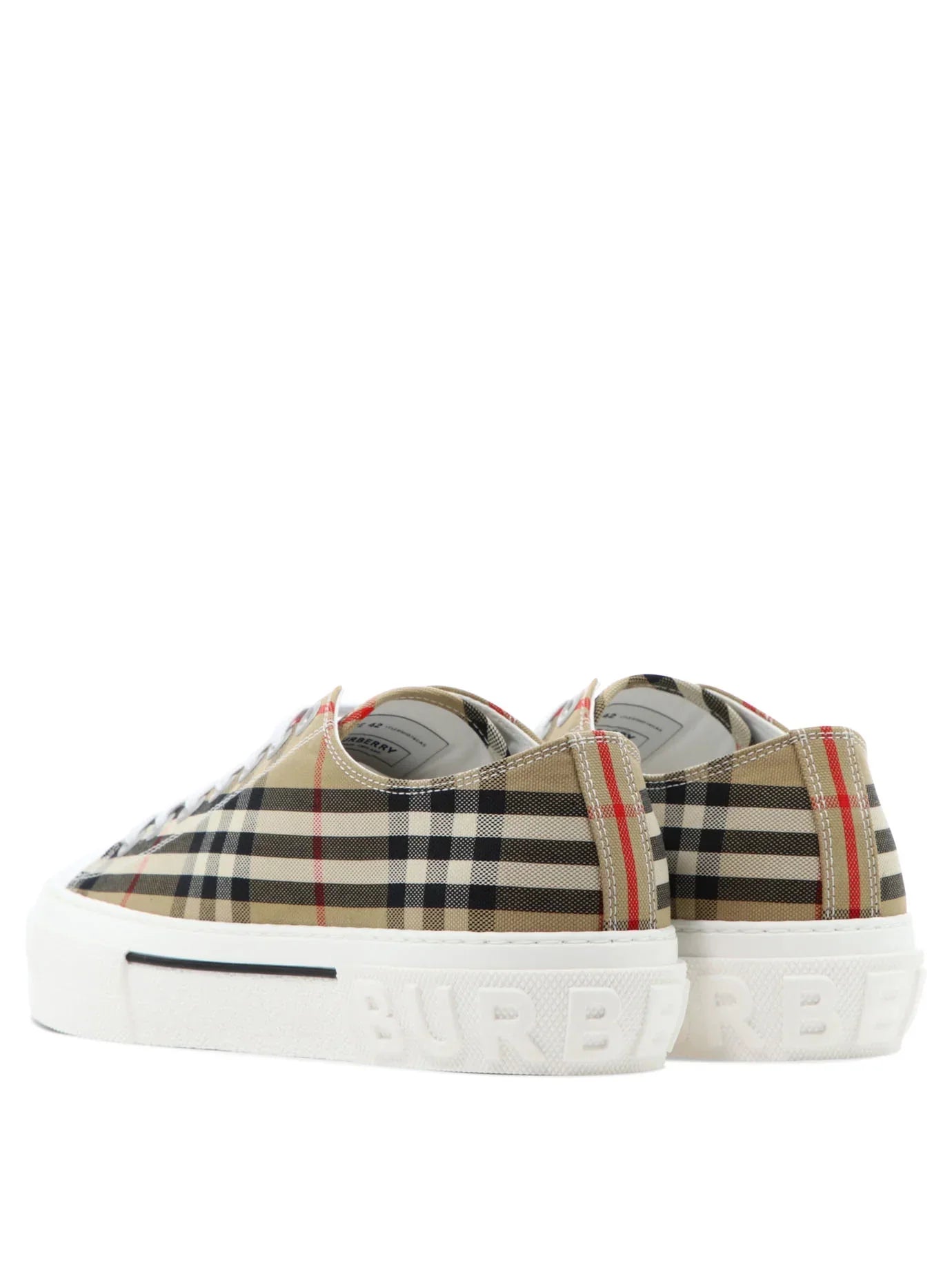 BURBERRY Beige Rangleton Check Low Sneakers