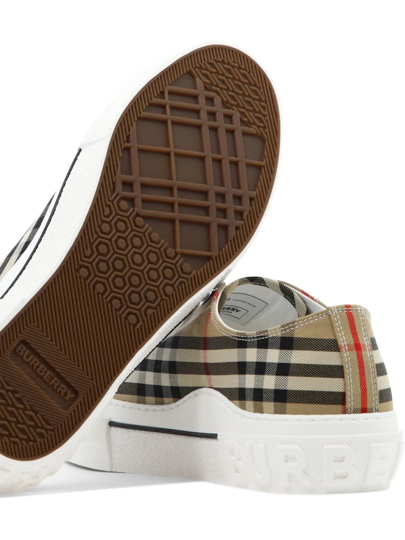 BURBERRY Beige Rangleton Check Low Sneakers