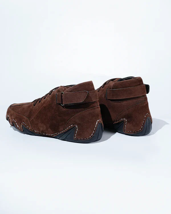 Suede Leather High Top - Dark Brown