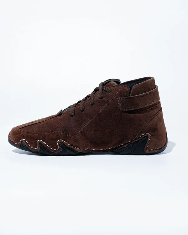 Suede Leather High Top - Dark Brown