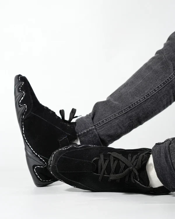 Suede Leather High Top - Midnight Black